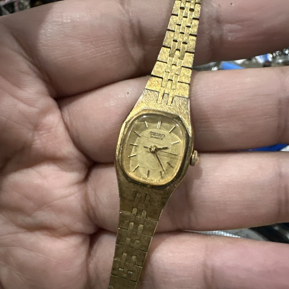 Works VTG Seiko Womens Quartz Watch 5421-5279 Gold Tone Bracelet Band 17mm Fit 6